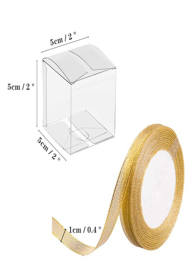 JOERSH 2x2x2 Inches Clear Boxes for Favors with Gift Ribbons, 60 PCS Mini Transparent Cube Wedding Baby Shower Birthday Party Favor Boxes, Small Gifts Display Individual Macaron Box - Image 2